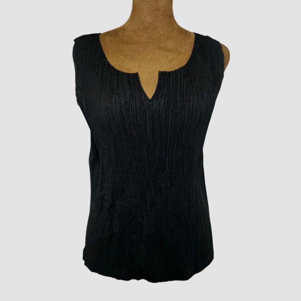 Issey Miyake Fete Pleated Top Tank Bergdorf Goodman Vintage Black Size 3 Notch